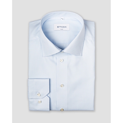 Camasa slim fit bleu microtexturat