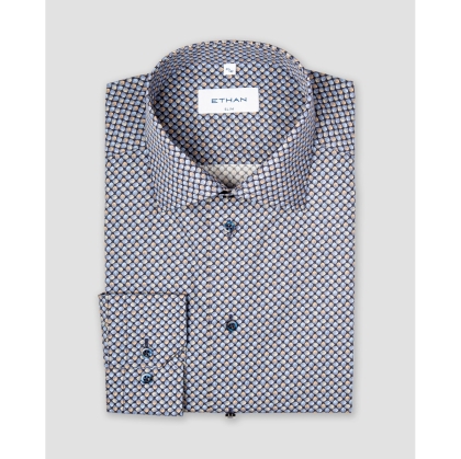 Camasa slim fit bleumarin cu imprimeu geometric