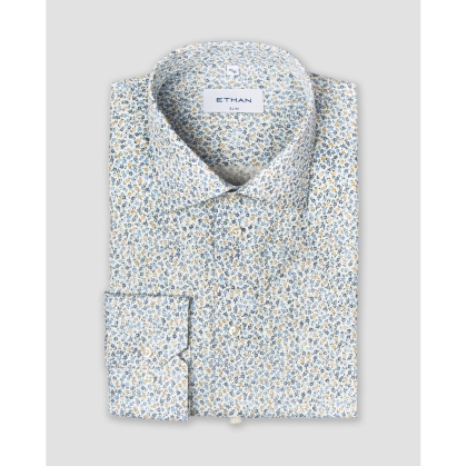 Camasa slim fit alba cu imprimeu floral discret