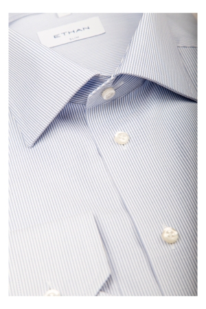 Camasa slim flit dungi bleu&alb