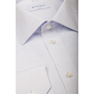 Camasa slim fit alb cu microprint bleu