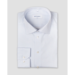Camasa slim fit cu microprint geometric bleu