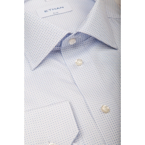 Camasa slim fit cu microprint geometric bleu
