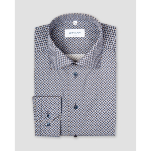 Camasa slim fit bleumarin cu imprimeu geometric