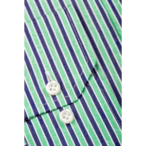 Camasa slim fit verde & bleumarin cu dungi contrast