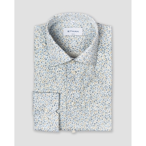 Camasa slim fit alba cu imprimeu floral discret
