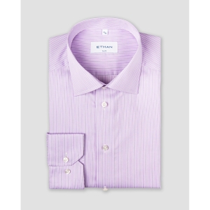 Camasa slim fit roz-lila cu dungi fine
