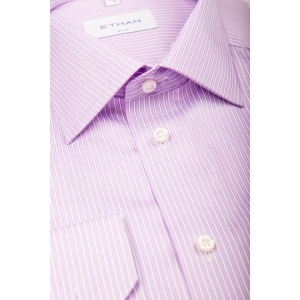 Camasa slim fit roz-lila cu dungi fine